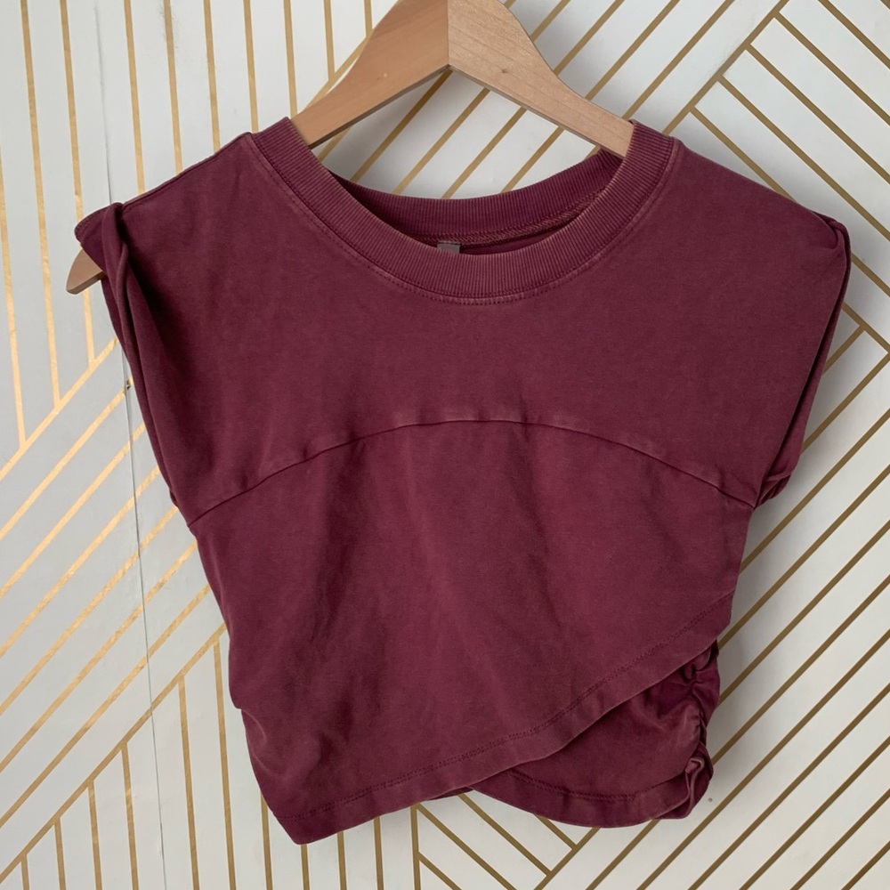 FP Movement Hotshot Crossover cropped Top cotton blend maroon burgundy XS